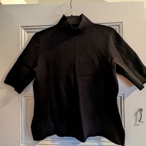 Black mock turtle neck short sleeve sweater